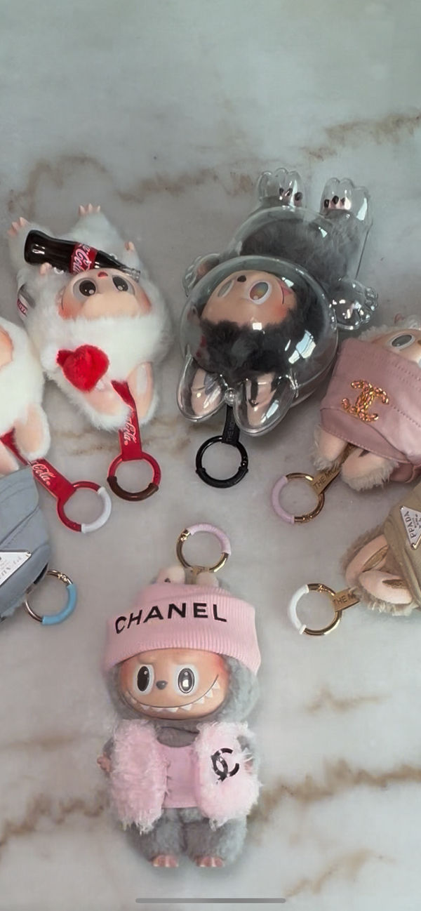 Plush collectible charms with Clip Huggie clasps