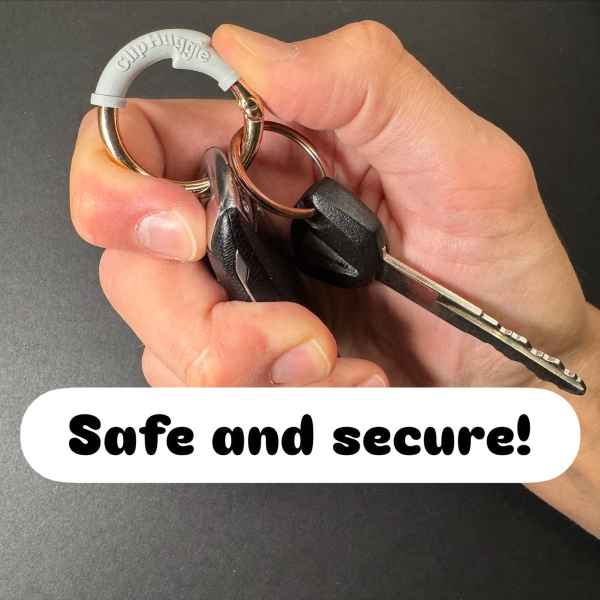 Clip Huggie keeping a keychain secure